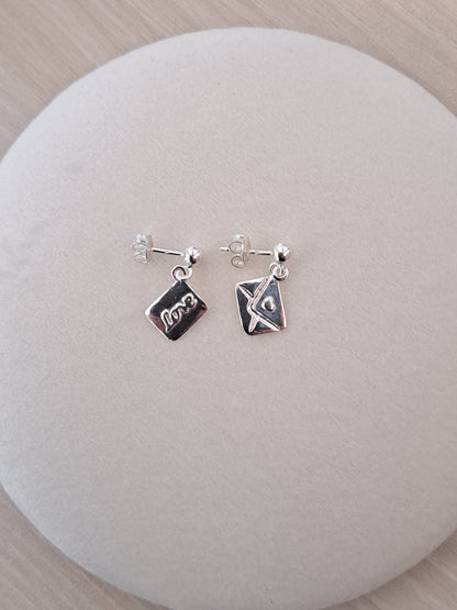 Boucles d'oreilles en argent lettre d'amour